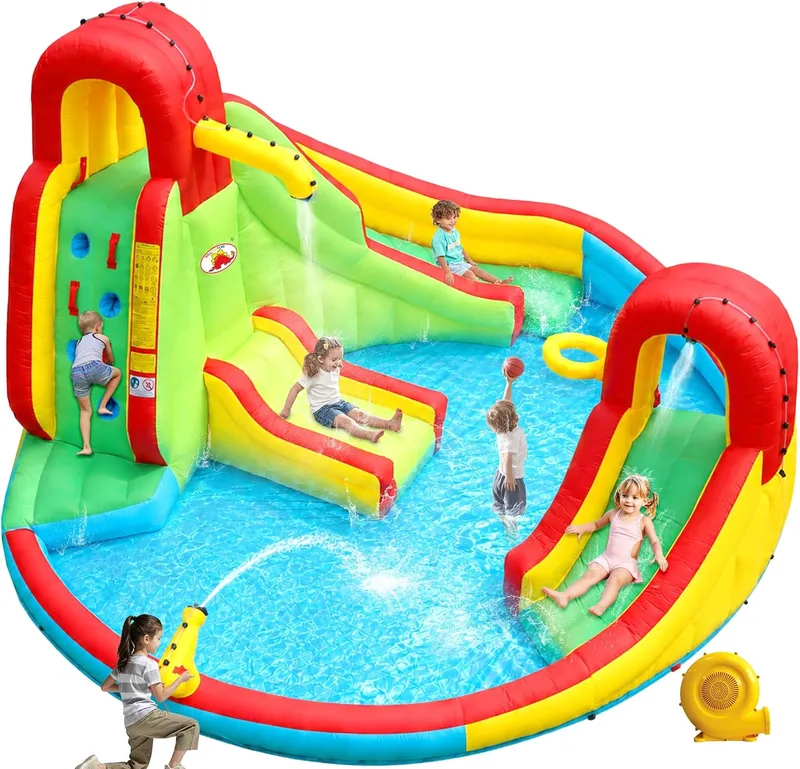 WELLFUNTIME Kids Inflatable Water Slide Park, 9 in 1
