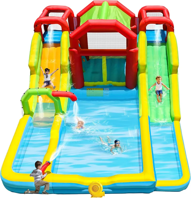 WELLFUNTIME Shade Tent Bounce House with 2 Climbing Walls